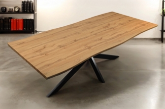 SAM® Esstisch TorbenS, Holz Wildeiche-Optik, Spider-Metallgestell, Baumkante