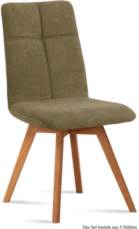 Esszimmerstuhl (4er-Set) Dimut 47 x 92 x 60 Eiche geölt/Olivgrün