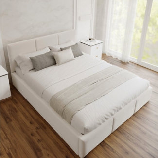 FDM Polsterbett BELORA modern mit Bettkasten MADE IN EU - mit Trinity Velours Bezug (verfügbar 90x200 120x200 140x200 160x200 180x200cm, Bettrahmen, Bett, mit großen gepolsterten Kopfteil, mit Bettkasten zum aufklappen), Hebbarer Metallrahmen, Bettkast...