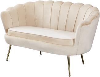 Muschelsofa Samt Beige Couch Sofa Lounge Couchgarnitur Polstersofa