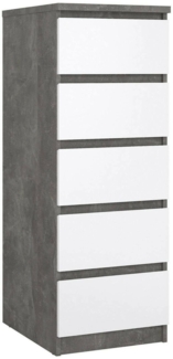 Dmora Kommode Achaldi, Mehrzweckkommode, Schlafzimmerkommode, Schrank mit Schubladen, 50x40 h111 cm, Zement und Glänzendes Weiß