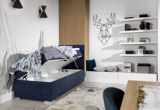 Luxusbetten24 Boxspringbett Relio 90x200, mit Stauraum