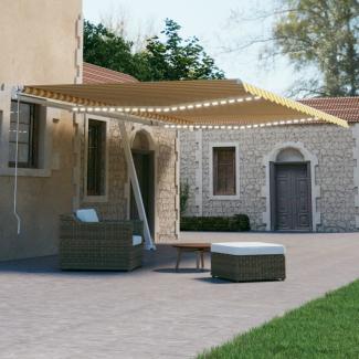 vidaXL Automatische Markise mit LED & Windsensor 600x300 cm Gelb/Weiß 3069613