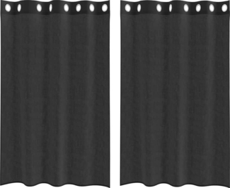 vidaXL Voile Vorhänge mit Ösen 2 Stk. Schwarz 140x175 cm 4102060