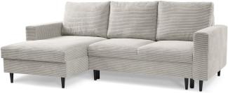 Selsey 'Nalika' Ecksofa mit Schlaffunktion, Kordsamt-Bezug, hellbeige, linksseitig, 90 x 230 x 143 cm