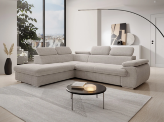 Vente-unique - Ecksofa mit Schlaffunktion - Ecke links - Cord - Beige - FABIEN