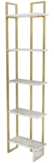 Dmora Bücherregal Giraffa, Büroregal, Mobiler Buchhalter, Bücherbrett, 45x22h180 cm, Weiß und Gold