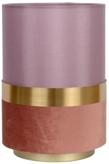 Licht-Erlebnisse Nachttischlampe ILAM, ohne Leuchtmittel, Stoff Metall Ø 15 cm rund 22 cm hoch in Gold Rosa E14 Vintage Design