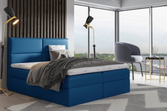 99rooms Merino Boxspringbett Velours MONOLITH 180x200 cm Blau