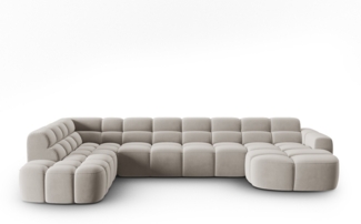 Micadoni Panorama Ecksofa Lisa 7-Sitzer Links Samtstoff Casino Helles Beige
