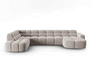 Micadoni Panorama Ecksofa Lisa 7-Sitzer Links Samtstoff Helles Beige