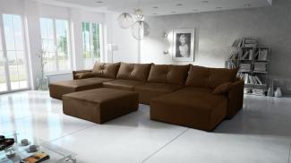 Wohnlandschaft mit Schlaffunktion HUNTER in Stoff Royal Braun Inkl. Hocker