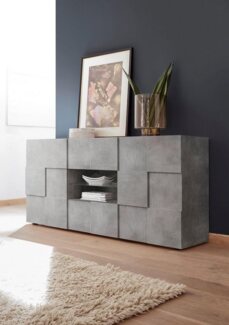 INOSIGN Sideboard Dama Breite 181, Kommode 2 Türen u. 2 Schubkästen, Anrichte, Front in 3D-Optik, viel Stauraum, verschiedene Farben