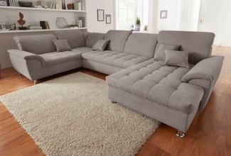 DOMO collection Wohnlandschaft Franzi wahlweise mit Kopfteilverstellung Bettfunktion, Bettkasten, im XXL-Format B/T/H: 352/214/80 cm, Steppung im Sitz, U-Form