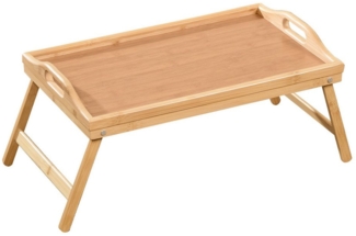 Kubus Tabletttisch Serviertablett aus Bambus mit klappbaren Füßen Cedar, Robust und umweltfreundlich