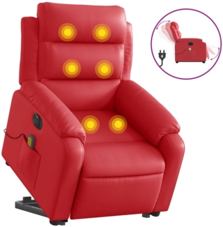 vidaXL Massagesessel mit Aufstehhilfe Elektrisch Rot Kunstleder 3205068