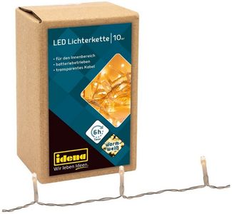Idena LED-Lichterkette Idena 8582065 - LED Lichterkette mit 10 LEDs in Warmweiß, mit 6 Stunde