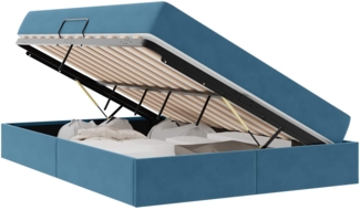 vidaXL Aufbewahrungsbett mit Matratze Dunkelblau 140x200 cm Samt 3399728