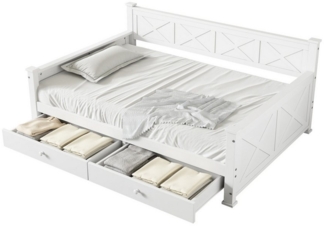 TavilaEcon Holzbett Flachbett Einzelbett, 2 Schubladen, Minimalistisch, 90x200 cm (Ohne Matratze)