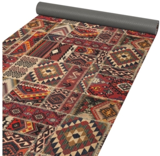 ANRO Küchenläufer RANNA Hochwertig Küchenteppich Teppich Textil, Eckig, Bodenläufer 200x65 cm Teppich Aladin Rot pflegeleicht