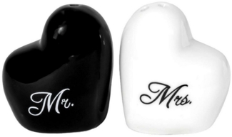 Intirilife Salz- / Pfefferstreuer, (Set, 2-tlg), Salz- und Pfefferstreuer Herzform mit Mr & Mrs Aufschrift 5x3.5x5.5cm