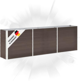 DELUKE® Hochbeet für Garten OSKAR Braun 240x40x77cm Verzinkter Stahl Hochbeet Metall Gartenbeet Kräuterbeet Blumenbeet Beet hoch Frühbeet für Garten Gemüsebeet