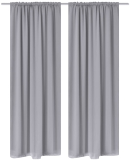 2 Stk. Grau Verdunkelungs-Vorhänge mit Schlitzkopf 135x245 cm 130376