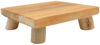 Spetebo Blumenständer Teak Blumenteller klein natur eckig - 15 cm (Packung, 1 St, mit 4 Füßen), Mini Holz Pflanzenhocker