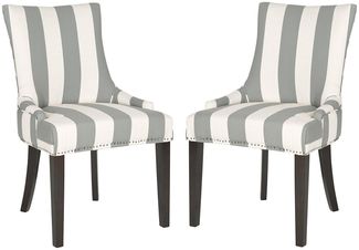 SAFAVIEH 2er Set Hölzernes Esszimmerstühle, Grau und Bone, 65 X 55 X 90