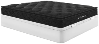 Vente-unique - Set aus Bettgestell mit Bettkasten + Taschenfederkernmatratze & Topper - 180 x 200 cm - Stärke 28 cm - Weiß - BLACK DREAM von YSMÉE