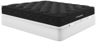 Vente-unique - Set aus Bettgestell mit Bettkasten + Taschenfederkernmatratze & Topper - 180 x 200 cm - Stärke 28 cm - Weiß - BLACK DREAM von YSMÉE
