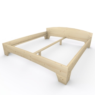 Holzbett (Fichte) "Rosi" 200 x 220 cm 38 cm mit Kopfteil Massivholzbett Bett