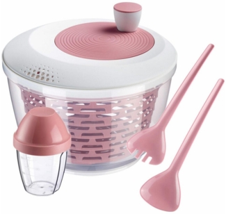WESTMARK Salatschleuder im Set mit Salatbesteck und Dressingshaker, rosa, (Set), 3 teiliges Set, spülmaschinengeeignet