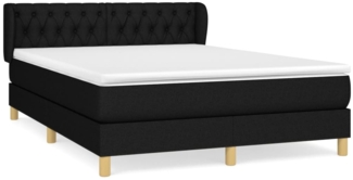 Doppelbett, Polsterbett mit Matratze Stoff Schwarz 140x200 cm