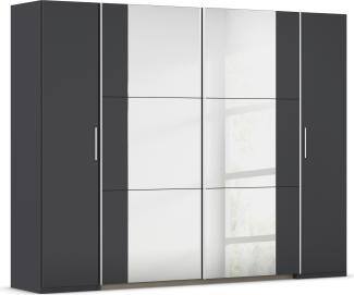 rauch Kleiderschrank, Dreh- und Schwebetürenschrank KRONACH, 4-türig, 2 Spiegeltüren teilaufgelegt, Grau metallic, 268x210x59cm