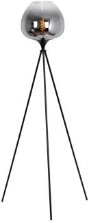 Stehleuchte, Metall schwarz, Glas rauch, H 145 cm