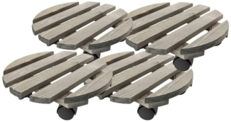 Centi Pflanzkübel Runder Buchenholz Pflanzenroller anthrazit (4er-Set, 1 St, 4er Set), 360° Lenkrollen für Zimmerpflanzen & Möbe