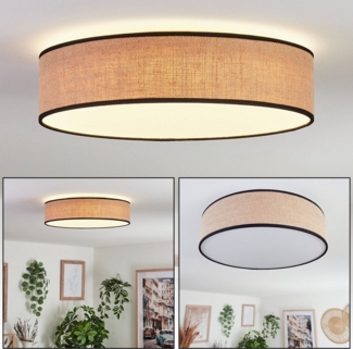hofstein Deckenleuchte moderne Deckenlampe aus Metall/Stoff/Kunststoff in Weiß/Natur/Schwarz, LED fest integriert, 3000 Kelvin, Leuchte im angesagten Boho-Design, 1900 Lumen, 3000 Kelvin