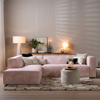 Bronx71 Ecksofa Memphis Chenille rosa links