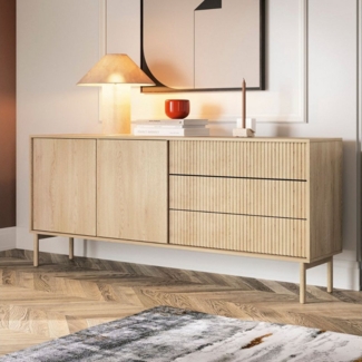 Compleo Kommode skandinavisch mit 3 Schubladen KOMO, Möbelfarbe:Eiche cremona