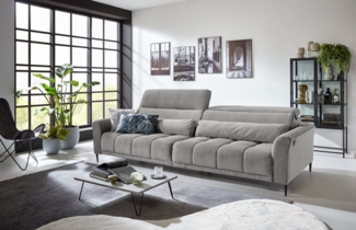 freiraum Big-Sofa Wolve, 2x elektr. Sitzverstellung, Cord silbergrau - 280 x 108 x 118 cm (BxHxT)