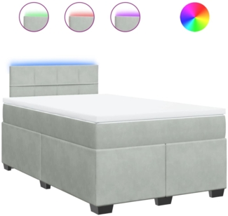 vidaXL Boxspringbett mit Matratze Hellgrau 120x200 cm Samt 3288582