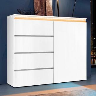 INOSIGN Highboard Magic, Highboard, Hochschrank, Hochkommode, mit 1 Tür und 4 Schubkästen, Hochglanz lackiert, Breite 120