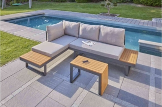 LC Garden 'Sungardo' Gartenlounge-Set, 3-tlg. mit Auflagen, individuell stellbar, Aluminium anthrazit/braun, 70x35x41 cm