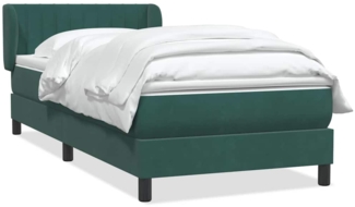 vidaXL Boxspringbett mit Matratze Dunkelgrün 80x220 cm Samt 3317718