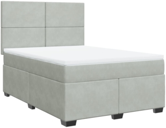 vidaXL Boxspringbett mit Matratze Hellgrau 160x200 cm Samt 3290948
