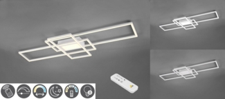 TRIO Leuchten LED Deckenleuchte MILA, Dimmfunktion, Memoryfunktion, Nachtlichtfunktion, LED fest integriert, Farbwechsler, Neutralweiß, Tageslichtweiß, Warmweiß, Deckenlampe inkl. Fernbedienung, dimmbar, 3000 - 6500K, 105xx42x6,5 cm