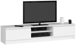 Home Collective TV-Schrank 160cm breit mit zwei Türen und zwei offenen Regalen, moderner Lowboard, Wohnzimmer Schlafzimmer in weiss