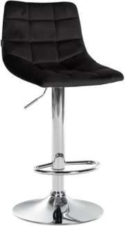 DELUKE® Barhocker DUBAI - Schwarz, Samt, Chrom Barhocker mit Lehne Barstuhl Tresenhocker Tresenstuhl Kneipenhocker Kneipenstuhl
