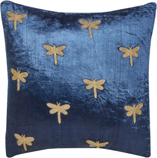 Dekokissen Tiermuster BLUESTEM Samtstoff 45 x 45 cm Marineblau